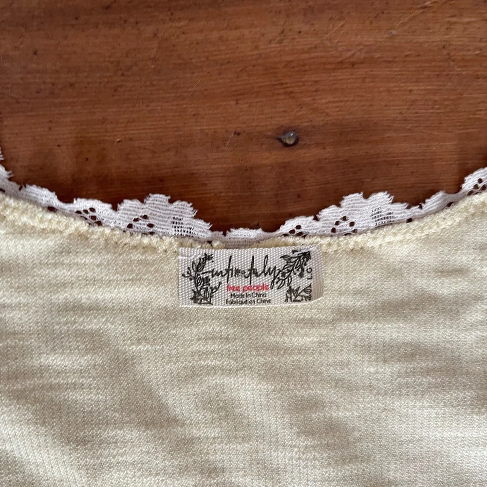 Free People Butter Yellow Lace Accent Top - Picture 5 of 6